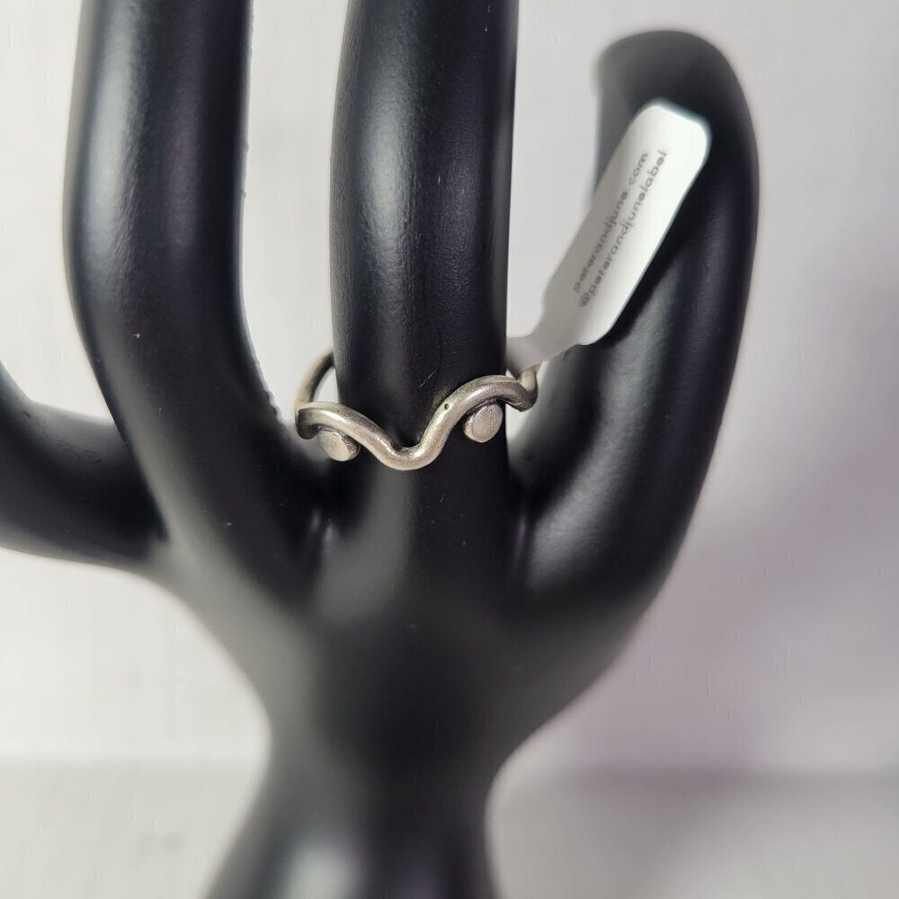 Revolve Peter+June Silver Tone Beach Casual Classic Wave Design Adjustable Ring